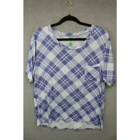 Honeydew Blue Plaid Pajama Set - Women's M - Soft Rayon & Spandex Blend - Picture 2 of 12